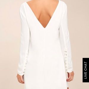 NWT white lulus dress with button sleeves